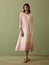 Eza Pintucked Linen Dress - Ivory