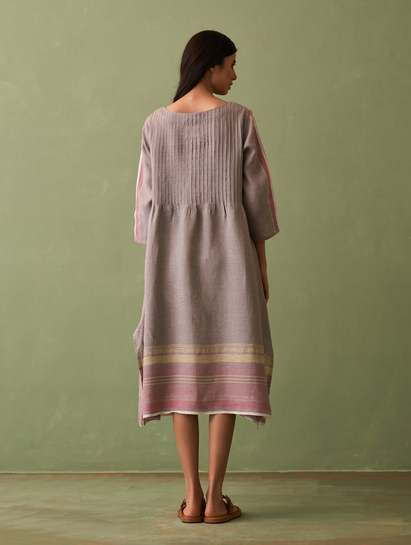 Eza Pintucked Linen Dress - Ash