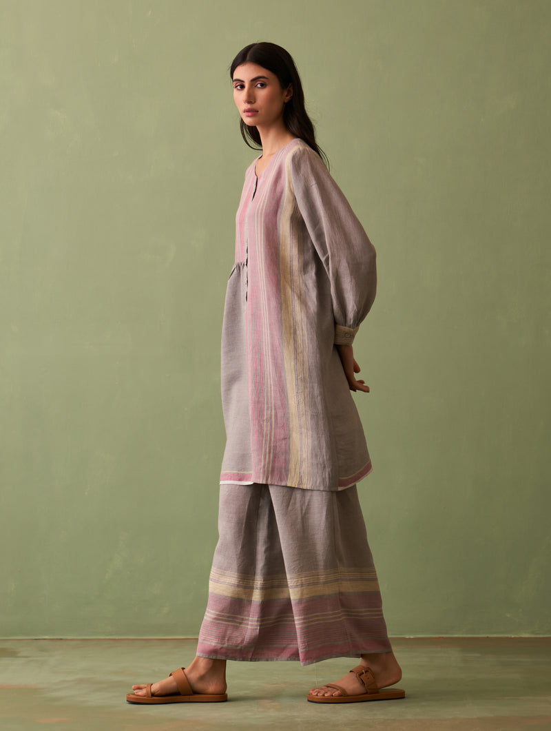 Kari Border Linen Co-ord Set - Ash