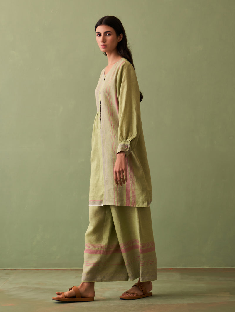 Kari Border Linen Co-ord Set - Fern