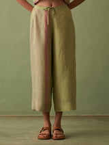 Yuri Border Linen Pant - Fern