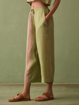 Yuri Border Linen Pant - Fern