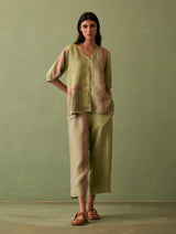 Simer Pleated Linen Co-ord Set - Fern