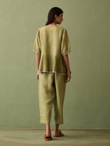 Simer Pleated Linen Co-ord Set - Fern