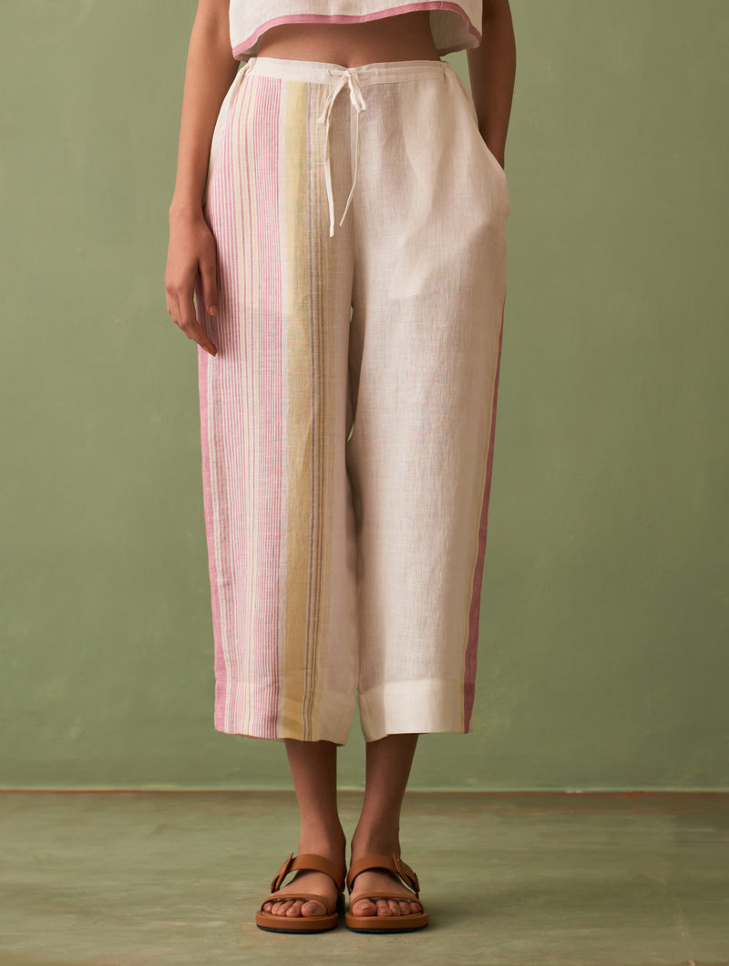 Simer Pleated Linen Co-ord Set - Ivory