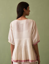 Simer Pleated Linen Top - Ivory