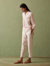 Resa Border Linen Shirt - Ivory