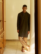 Sid Linen Kurta - Charcoal