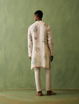 Hachi Botanical Linen Kurta Set - Ivory