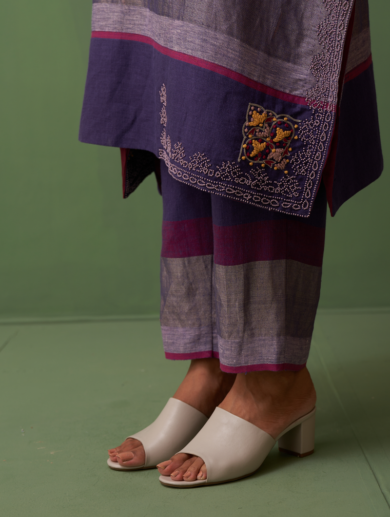 Atisha Hand-Embroidered Kurta - Byzantium