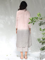 Kiya Ombre Hand-Dyed Blush Linen Dress and Jacket