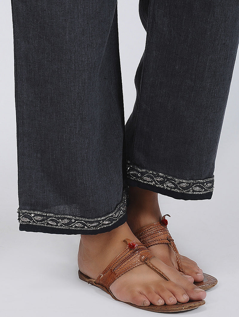 Anjika Hand-Embroidered Zardozi Classic Linen Pant