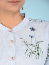 Mae Water-Color Botanical Printed Linen Shirt