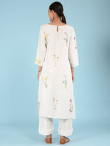 Lydia Watercolor Botanical Printed Linen Kurta Set