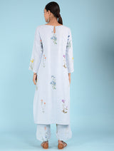 Lydia Watercolor Botanical Printed Linen Kurta