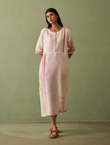 Nia Stripe Linen Dress - Ivory