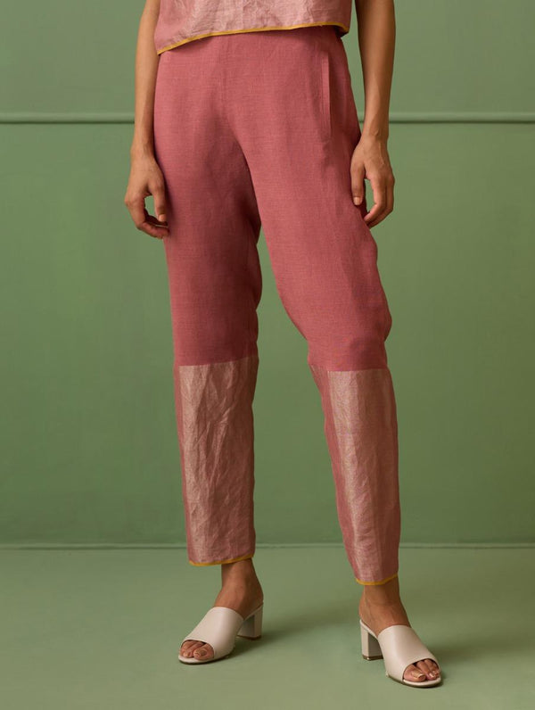 Faiza Metallic Linen Pant - Terra