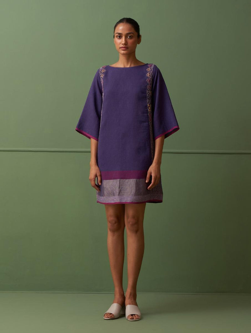 Rachida Hand-Embroidered Dress - Byzantium