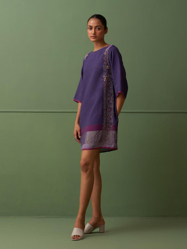 Rachida Hand-Embroidered Dress - Byzantium