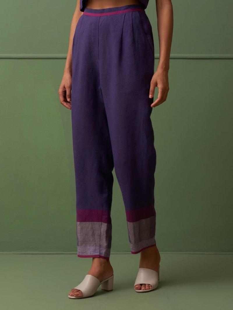 Wera Tapered Linen Pants - Byzantium