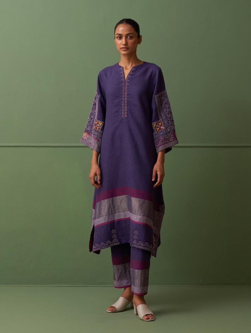 Atisha Hand-Embroidered Kurta - Byzantium