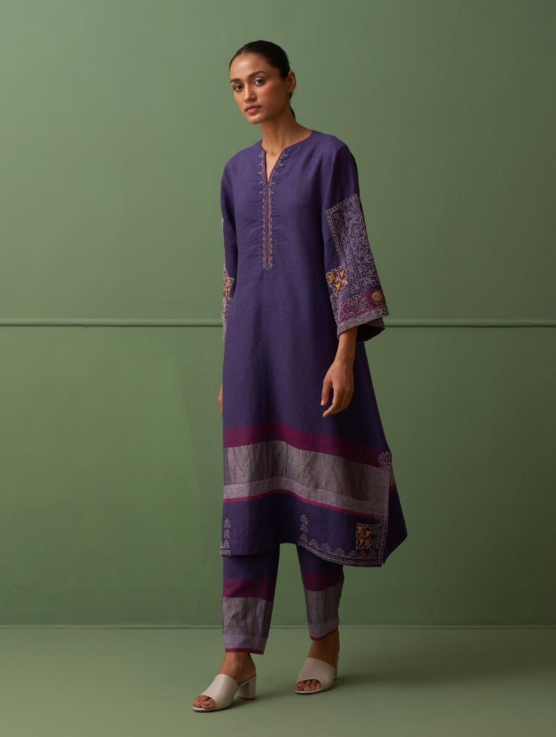 Atisha Hand-Embroidered Kurta - Byzantium