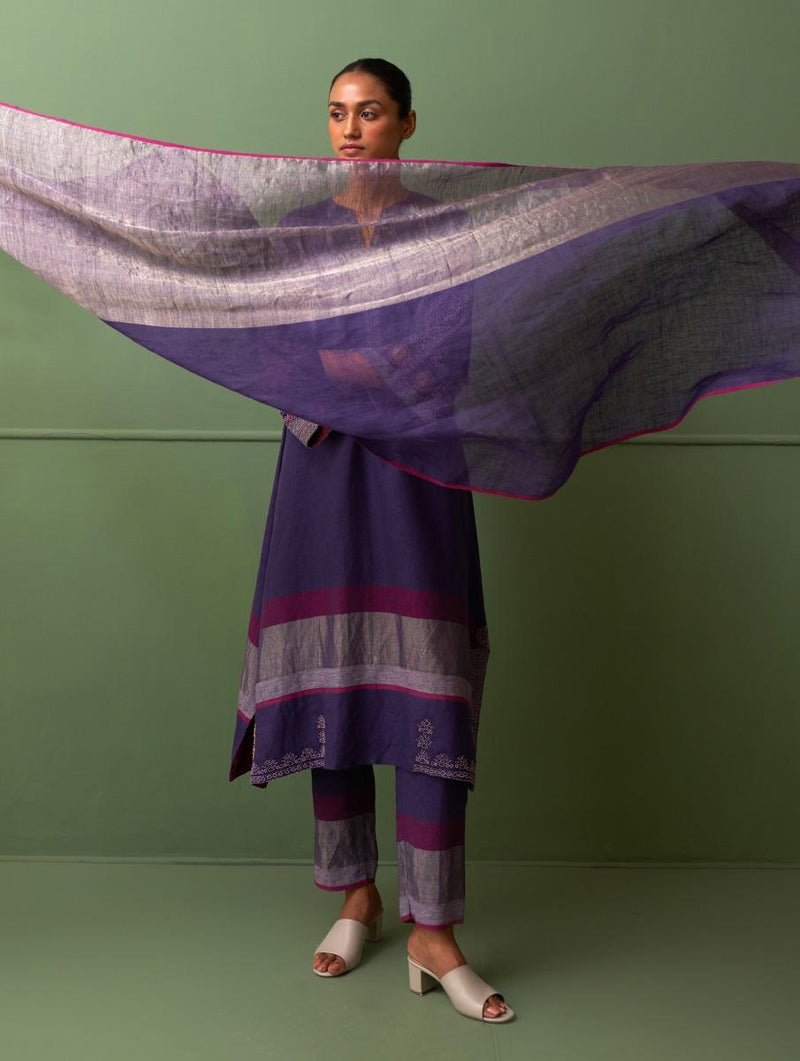 Nuna Metallic Linen Dupatta - Byzantne